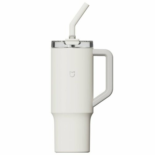 Термокружка Xiaomi Mi self-operated straw cup 1L (MJXGB01RM) (Молочно-белый) фотография