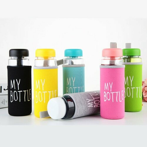 Бутылка для воды My Bottle 500 мл вс чехлом, пластиковая в школу, детокс для смузи фотография