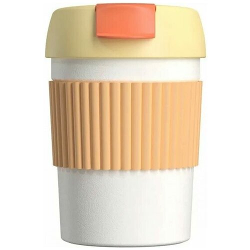 Термостакан-непроливайка KissKissFish Rainbow Vacuum Coffee Tumbler Mini (желтый, оранжевый, белый) фотография