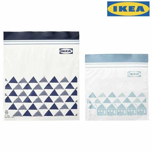 ЗИП пакет икеа (IKEA ISTAD) 60 штук 30 (19*18) 30 (15*13) многоразовый пакет для хранения продуктов с застежкой. фотография