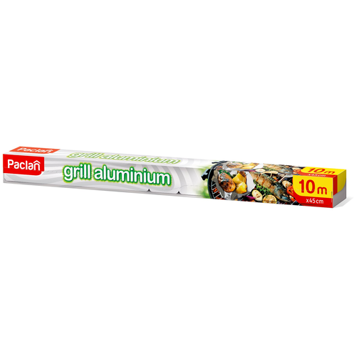 Фольга для выпечки Paclan grill aluminium, 10 м х 45 см, 10, 12.5 мкм х 45 см фотография