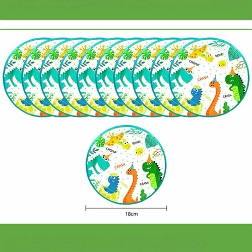 Одноразовые десертные тарелки Динозаврики, 10 штук фотография
