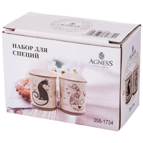 Набор для специй парижские коты 2 пр. высота 6,5 см Agness (358-1734) фотография