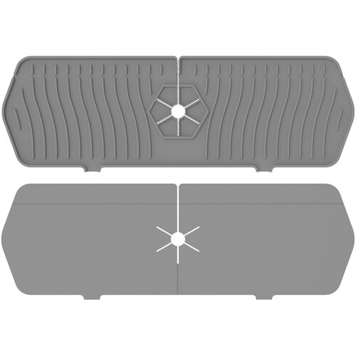 Силиконовый коврик для раковины на кран и смеситель, защита от брызг, средний, цвет серый фотография