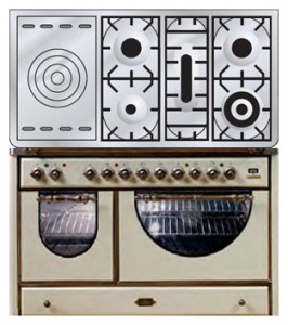 Кухонная плита ILVE MCSA-120SD-MP Antique white Фото обзор