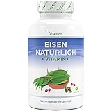 Natürliches Eisen + Vitamin C aus Curryblatt-Extrakt & Hagebutte-Extrakt - 180 Kapseln (3-6 Monatsvorrat) - 28 mg reines Eisen & 160 mg Vitamin C pro Tagesportion - Laborgeprüft - Vegan - Hochdosiert Foto, bester Preis 17,90 € (128,78 € / kg) neu 2025