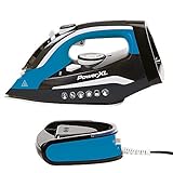 PowerXL Cordless Iron and Steamer Deluxe, Lightweight Dry Steam Iron with Ceramic Ion Soleplate, Vertical Steam, Anti-Calc, Anti-Drip, Auto-Off, Power Base (Blue 1500 Watt with Ironing Pad) Photo, best price $39.99 new 2025