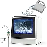 Portable Countertop Dishwasher, 5 Washing Programs, Built-in 3-Cups Water Tank, 3D Cyclone Spray, Fruit & Vegetable Cleaning with Basket, High Temperature, Air Drying - Lights, Faucet Adapter Included Photo, best price $388.00 new 2025