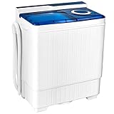 Giantex Washing Machine Semi-automatic, Twin Tub Washer with Spin Dryer, 26lbs Capacity, Built-in Drain Pump, Portable Laundry Washer, Compact Washing Machine for Apartment, Dorm and RV (White+Blue) Photo, best price $249.99 new 2025