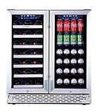 Phiestina Wine and Beverage Refrigerator | 30 Inch Built-In Dual Zone Wine Beer Cooler Refrigerator | Free Standing French Door Drink Fridge with Digital Memory Temperature Control Photo, best price $1,149.00 new 2025